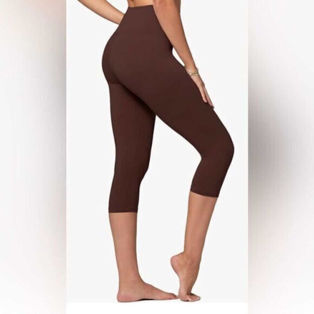 NWOT Bozzolo Women Brown Cropped Athletic Leggings Poly/Spandex Blend - Size L